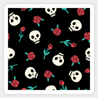 Red Roses and Skulls Halloween Pattern Sticker